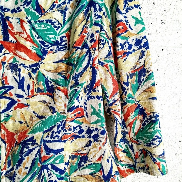 Coldwater Creek Sz Medium Linen Floral Jacket Coat - Picture 3 of 8